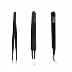 Deli Multifunction Industrial Tweezers 3 Pcs Set High Temperature Resistant Stainless Steel Hand Tools - Black Deli Multifunction Industrial Tweezers 3 Pcs Set High Temperature Resistant Stainless Steel Hand Tools - Black