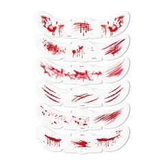 Temporary Halloween Bloody Ghastly Scar Waterproof Tattoo Stickers 6pcs - A Temporary Halloween Bloody Ghastly Scar Waterproof Tattoo Stickers 6pcs - A