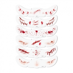 Temporary Halloween Bloody Ghastly Scar Waterproof Tattoo Stickers 6pcs - B Temporary Halloween Bloody Ghastly Scar Waterproof Tattoo Stickers 6pcs - B