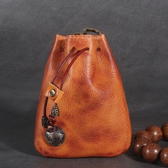 Retro Drawstring Leather Bag for Storage Pipe Tobacco Small Coin Key Fashion Wallet - Brown Retro Drawstring Leather Bag for Storage Pipe Tobacco Small Coin Key Fashion Wallet - Brown