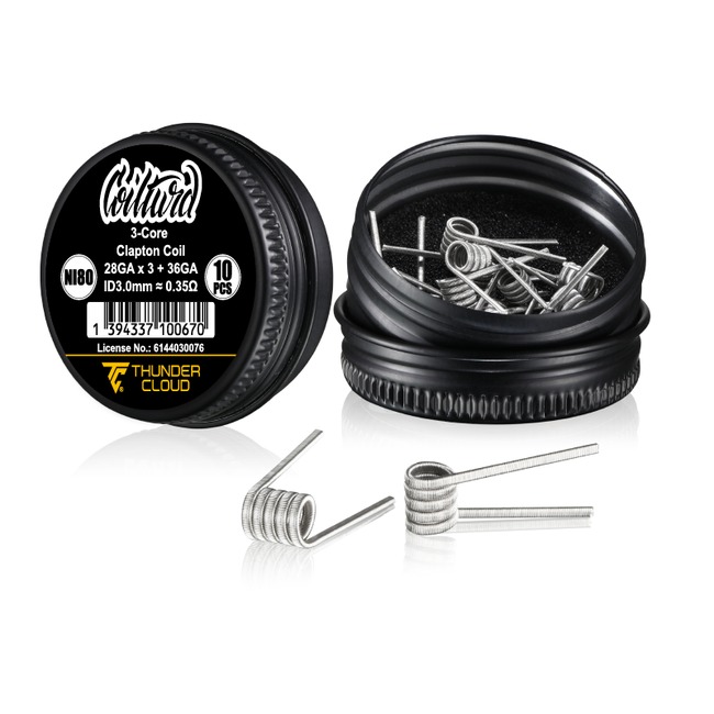 Authentic Thunder Cloud Coilturd Clapton Coil NI80 3 Core Fused Clapton 28GAx3+36GA 0.35ohm 10pcs Authentic Thunder Cloud Coilturd Clapton Coil NI80 3 Core Fused Clapton 28GAx3+36GA 0.35ohm 10pcs