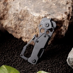 EDC Aluminum Folding Knife Carabiner Keychain EDC Multi Tool Card with Bottle Opener Screwdriver Wrench Daily Utility Tool - Full Black EDC Aluminum Folding Knife Carabiner Keychain EDC Multi Tool Card with Bottle Opener Screwdriver Wrench Daily Utility Tool - Full Black