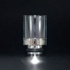 510 Drip Tip Stainless Steel + Glass Mouthpiece for RTA RDA Vape Atomizer - Silver