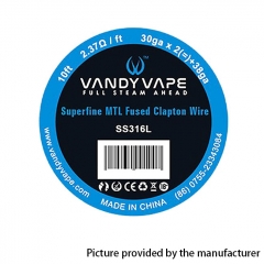 (Ships from Bonded Warehouse)Authentic Vandy Vape SS316L Superfine 30GA x 2 + 38GA MTL Fused Clapton Heating Resistance Wirem 2.37 Ohm / Ft (10 Feet)