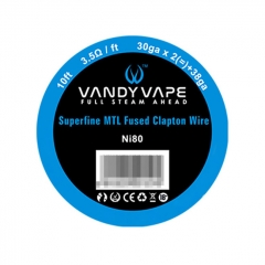 (Ships from Bonded Warehouse)Authentic Vandy Vape Ni80 Superfine 30GA x 2 + 38GA MTL Fused Clapton Heating Resistance Wirem 3.5 Ohm / Ft (10 Feet)