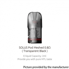 (Ships from Bonded Warehouse)Authentic SMOK Solus Pod Cartridge 2ml 0.8ohm 3pcs - Transparent Black