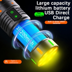 PK13 LED Flashlight Zoomable 18650 Battery Type-C Rechargeable Emergency Torch for Outdoor Camping