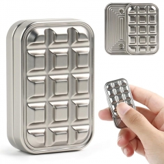 Square Grid Sound Wave Stress Relief Spinning Slap Card Adult Decompression Pocket Toy Funny Gift - Silver