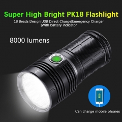 Electric Rechargeable Waterproof Aluminum 8000LM Convoy 18 LED PK18 Emergency Flashlight 18650 Battery - A