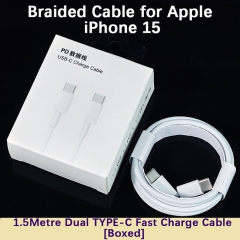 1.5M Dual Type- C Fast Charing Cable with Box for Apple iPhone 15