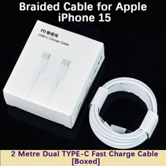 2M Dual Type- C Fast Charing Cable with Box for Apple iPhone 15