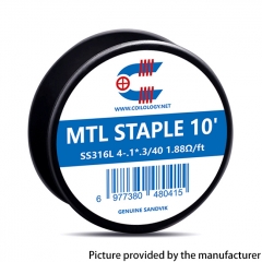 Coilology Spool Wires MTL Staple SANDVIK SS316L Heating Wire 4-.1*.3/40GA 1.88ohm 10Feet