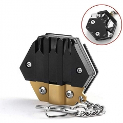 Multitool Card Key Chain Hexagonal Kit with Micro Screw Driver Set Bottle Opener EDC Foldable Survival Tool Set - Gold