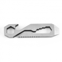 8 in 1 Portable Multitool EDC Combination Hex Wrench Tool Slotted Screwdriver Bottle Opener Keyhole - Silver