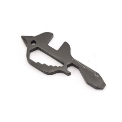 Fish Shaped Stainless Steel Utility Card with Bottle Opener and Wrench Outdoor Tool - Sandblasted Silver