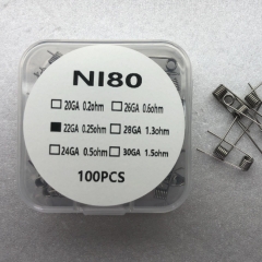 Prebulit Coil Wire NI80 22GA 0.25ohm 100pcs