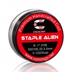 Authentic Coilology SS316 Staple Alien Handcrafted Coil 3/36 AWG 3mm 10pcs- 0.12ohm