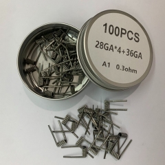 Premade Coil A1 Quad Core Fused Clapton Coil 28G*4+36GA 0.3ohm 100pcs Premade Coil A1 Quad Core Fused Clapton Coil 28G*4+36GA 0.3ohm 100pcs