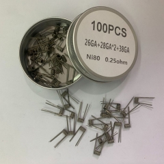 Premade Coil NI80 Parallel Fused Clapton Coils 26GA+28GA*2+38GA 0.25ohm 100pcs Premade Coil NI80 Parallel Fused Clapton Coils 26GA+28GA*2+38GA 0.25ohm 100pcs