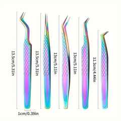 Professional Precision Tweezers Kit Stainless Steel Anti Slip DIY Heat Wire Cotton Makeup Eyelash Tools - Raibow Professional Precision Tweezers Kit Stainless Steel Anti Slip DIY Heat Wire Cotton Makeup Eyelash Tools - Raibow