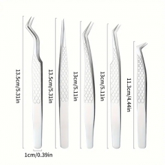 Professional Precision Tweezers Kit Stainless Steel Anti Slip DIY Heat Wire Cotton Makeup Eyelash Tools - Silver Professional Precision Tweezers Kit Stainless Steel Anti Slip DIY Heat Wire Cotton Makeup Eyelash Tools - Silver