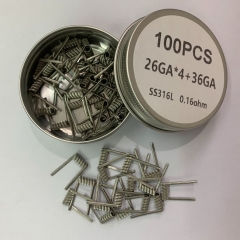 Premade Coil SS316L Quad Core Fused Clapton Coil 26GA*4+36GA 0.16ohm 100pcs Premade Coil SS316L Quad Core Fused Clapton Coil 26GA*4+36GA 0.16ohm 100pcs