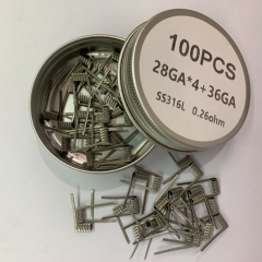 Premade Coil SS316L Quad Core Fused Clapton Coil 28GA*4+36GA 0.26ohm 100pcs Premade Coil SS316L Quad Core Fused Clapton Coil 28GA*4+36GA 0.26ohm 100pcs