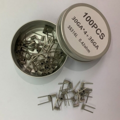 Premade Coil SS316L Quad Core Fused Clapton Coil 30GA*4+36GA 0.42ohm 100pcs Premade Coil SS316L Quad Core Fused Clapton Coil 30GA*4+36GA 0.42ohm 100pcs
