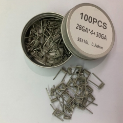 Premade Coil SS316L Quad Core Fused Clapton Coil 28GA*4+30GA 0.2ohm 100pcs Premade Coil SS316L Quad Core Fused Clapton Coil 28GA*4+30GA 0.2ohm 100pcs