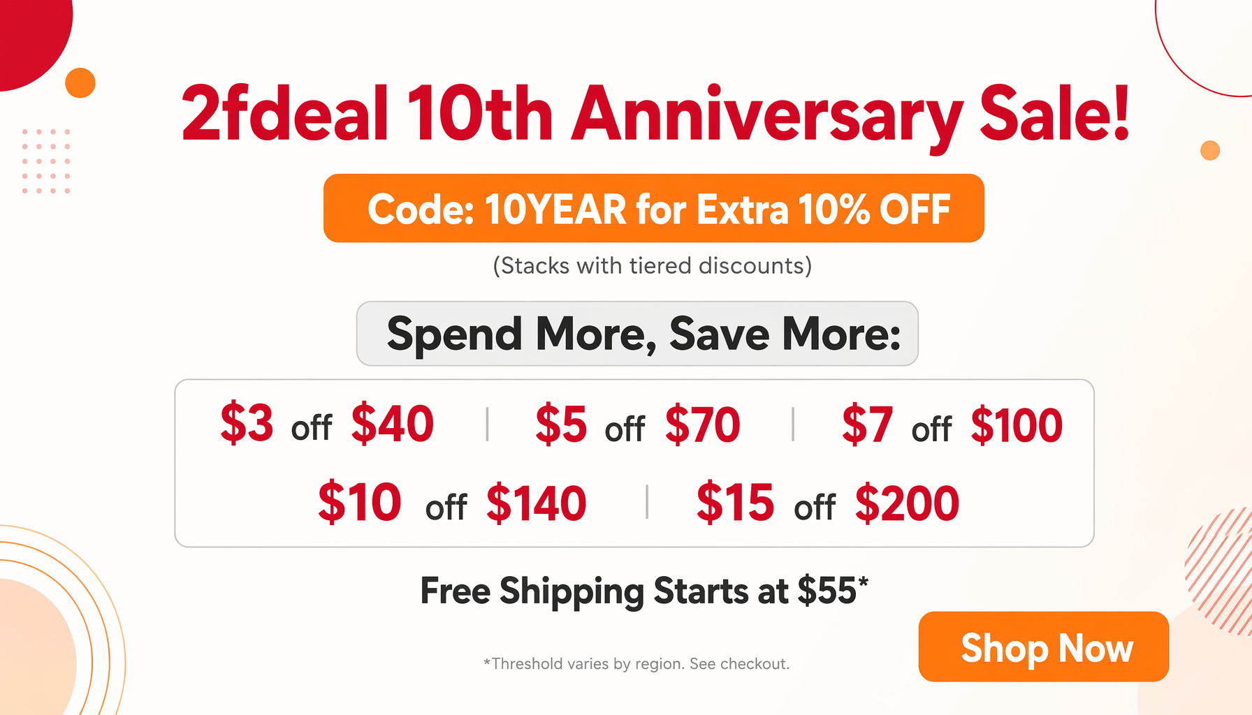 2fdeal 10th Anniversary Sale
