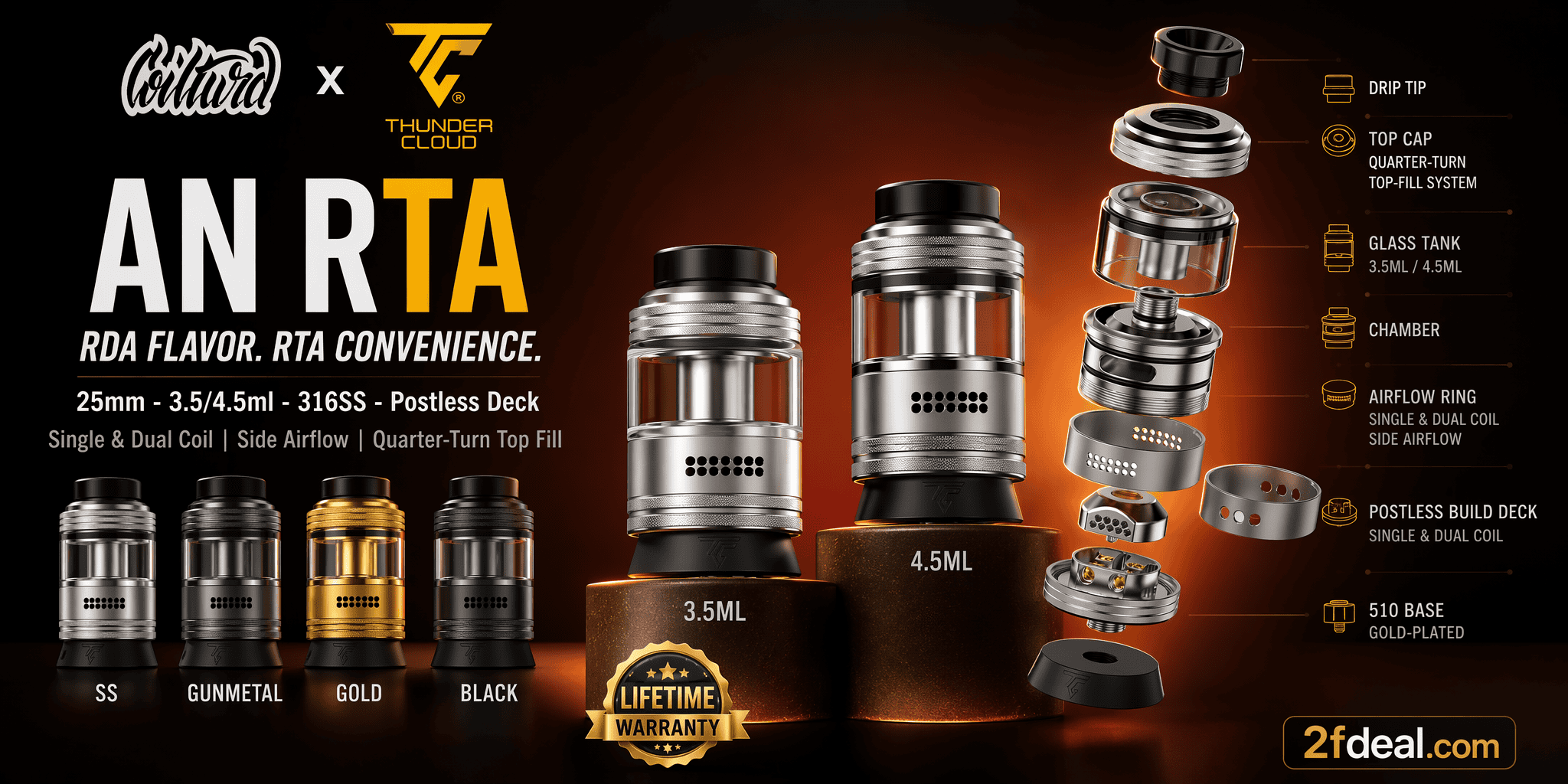 Authentic Thunder Cloud Coilturd AN RTA