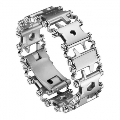 29 in 1 Multitool Bracelet 22cm SS Wearable Survival Watch Band Compatible with Utility Wrist Tool for Camping Hiking Travel Sailing - Wide Silver 29 in 1 Multitool Bracelet 22cm SS Wearable Survival Watch Band Compatible with Utility Wrist Tool for Camping Hiking Travel Sailing - Wide Silver